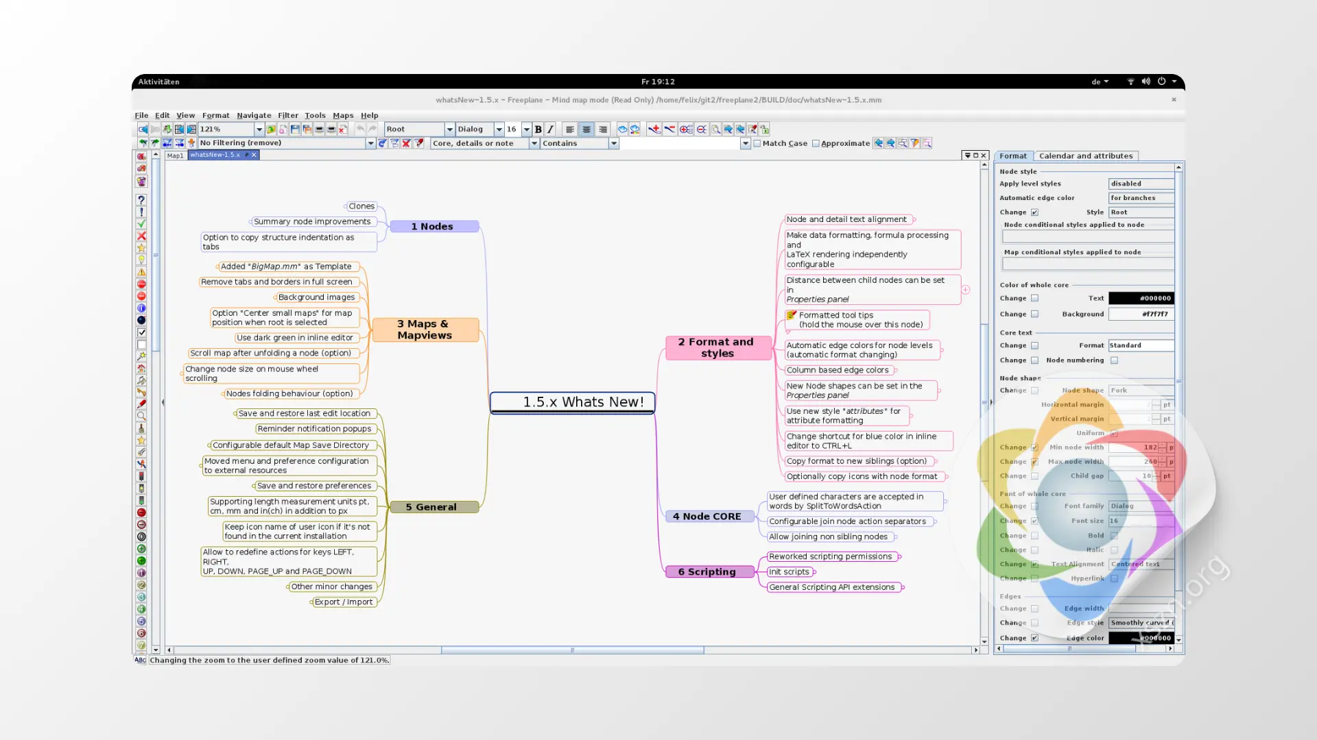 “Freeplane”屏幕截图