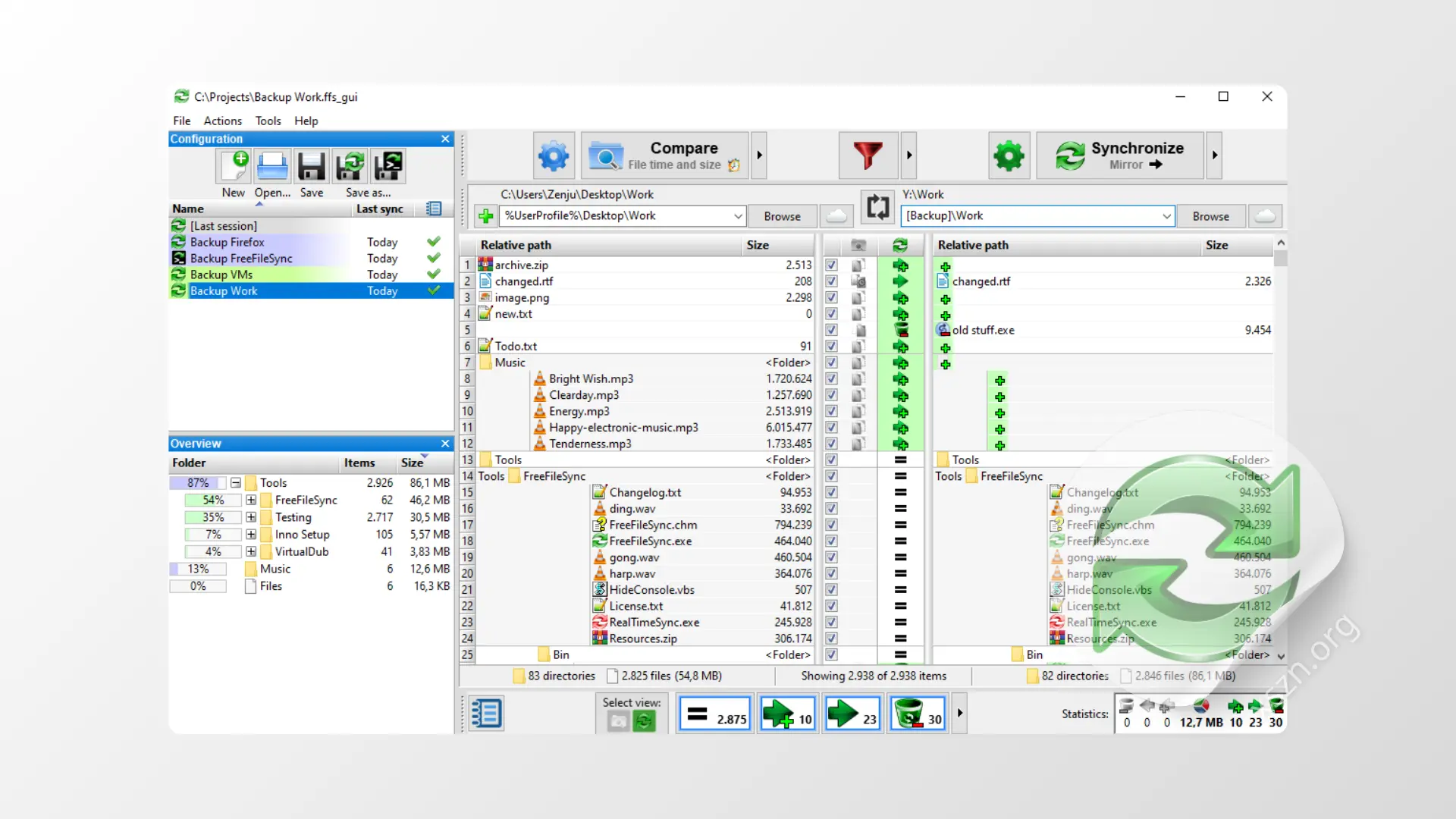 “FreeFileSync”屏幕截图