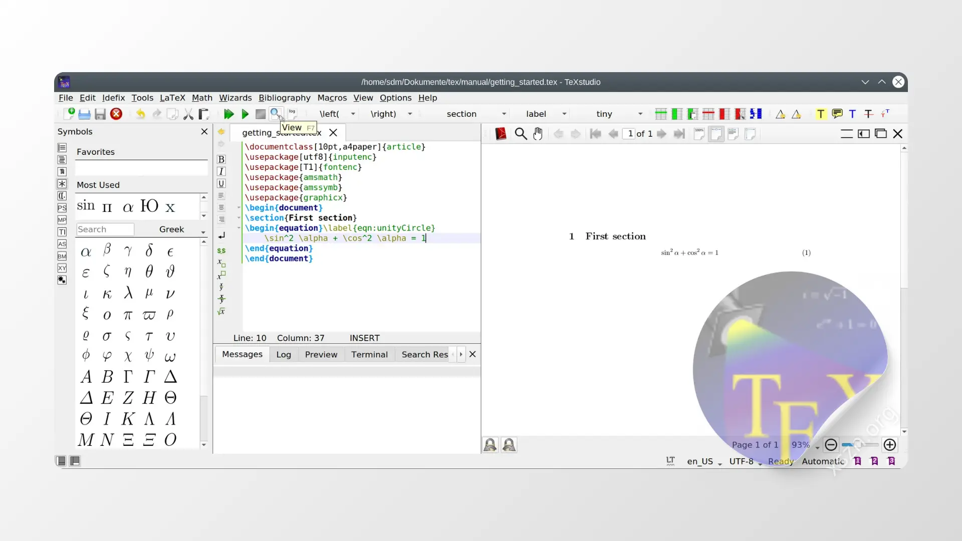 “TeXstudio”屏幕截图